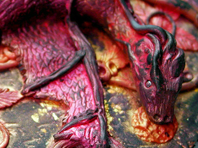 Autumn is here autumn clay dragon fantasy japan journal polymer clay red sculpture