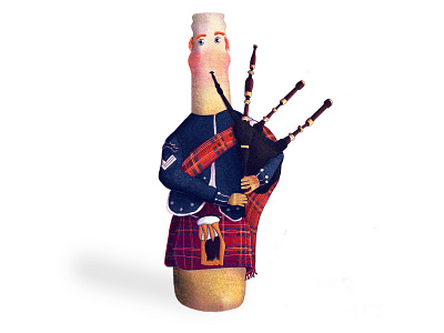 Mr tennents beer character characterillustration editorial illustration kilt pipes procreate scottish