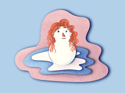 Hello Winter! character illustration paper cut effect procreate snowgirl winter
