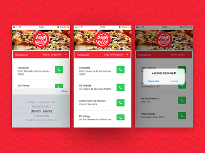 DamePizza app directory filter mobile mvp pizza ui ux