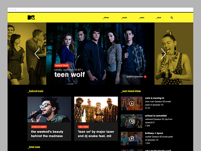 MTV.com Redesign mtv music ui design