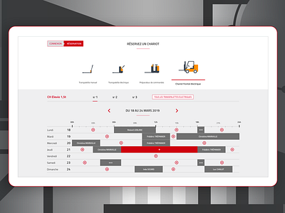 Industry - Material Handling Rental aurélie dassonville availabilities book a slot booking booking system calendar calendar design cards design cart cities conciergerie greyscale handling icons set industry pixeloscopia red rental reservation