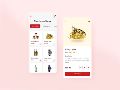 Christmas Shop Mobile App app christmas christmas shop ecommerce mobile mobile app online shop product app purrweb shop store ui ux xd