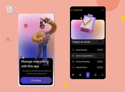 To-Do List App 3d illustrations design figma gradient illustration layerblur mobile app todo list todoapp ui user experience user interface design ux