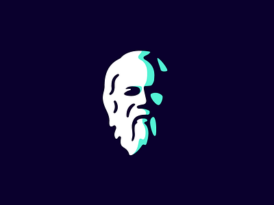 Neon Socrates ancient beard face minimalist portrait
