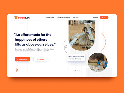 UI Concept for Landing Page (Donatekart) animals charity donate home page interface design landing page ui uiux web webpage