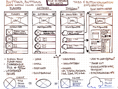 Mile Hi Popcorn App - Wireframes/low res mockups app branding design logo ui ux visual design wireframe