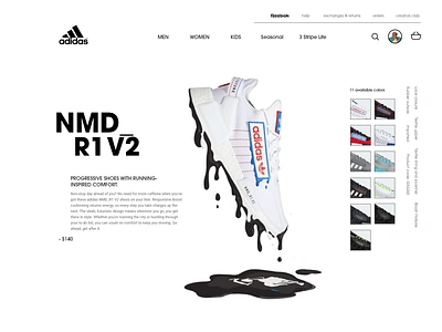 Adidas Landing Page 003 adidas branding dailyui design digital art ecommerce illustration landing page shoes typography ui ui design user interface ux vector web