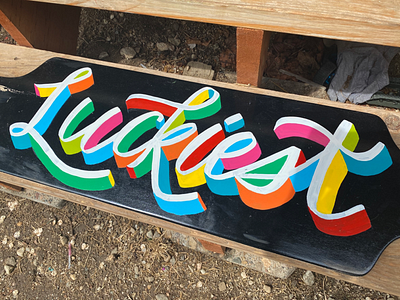 Luckiest Longboard art design paint typography