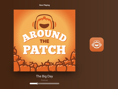 Great Pumpkin Run :: Podcast Cover 5k audio events fall halftone headphones icon illustration logo podcast pumpkin running vector