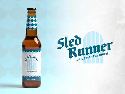 Sled Runner Cider beverage bottle branding christmas cider holiday label logo mockup packaging seasonal sled snow winter