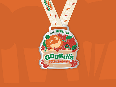 Gourdy's :: Finisher Medal 2021 5k branding character fall illustration pumpkin race run