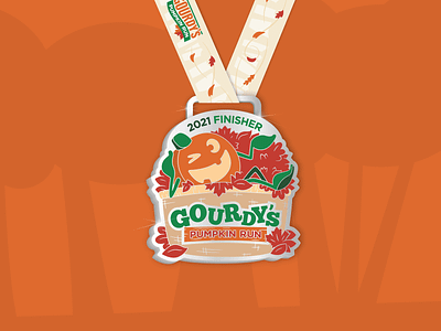 Gourdy's :: Finisher Medal 2021 5k branding character fall illustration pumpkin race run