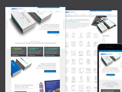 Printing Company Web Mockup grid icons iphone minimal printing responsive web web design
