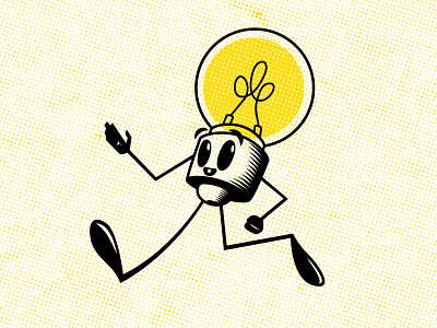 Lightbulb Bot cartoon character halftone illustration light lightbulb vector