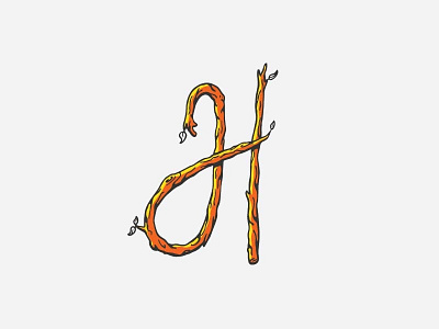 Hardwood branch h hand lettering illustration letter letters tree type typography