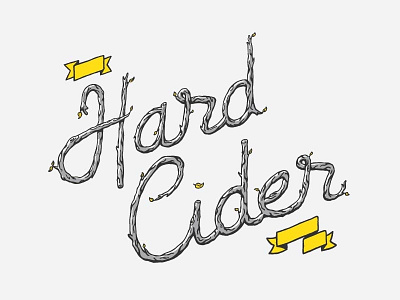 Hard Cider banners branch cider custom type hand lettering hard cider leaves lettering tree type typography