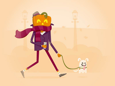 Pumpkin Head autumn dog fall ghost halloween hipster illustration illustrator pumpkin