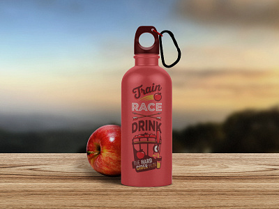Hard Cider Run 2017:: Train, Race, Drink 5k apple apple cider drink illustrator race train type stack typography vector water bottle
