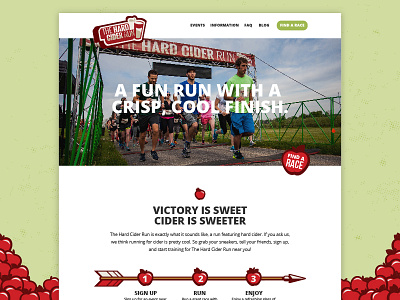 The Hard Cider Run Home Page apple branding cider colorful illustration race run spring ui ux web web design