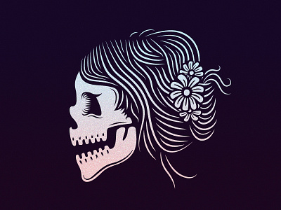 Skull Girl flowers hair illustration skull vector