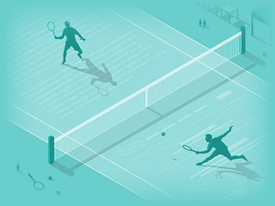 Content vs Design :: Blog Post Illustration blog illustration isometric net teal tennis
