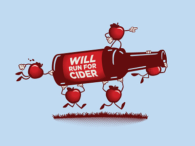 2018 Volunteer Shirt Graphic :: Hard Cider Run apparel apple bottle character cider halftone illustration race shirt texture vector
