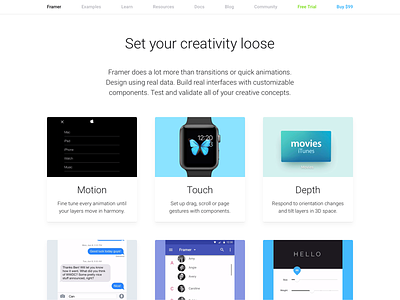Framer - Creative Features android animation data depth framer framerjs input ios material prototyping studio touch