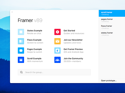 Welcome Window design examples framer framer for mac os x prototyping resources welcome window