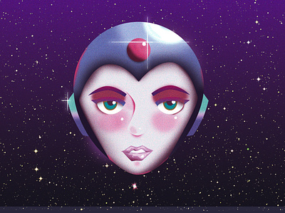 MEGAGIRL character face galaxy girl gradient illustration space vector