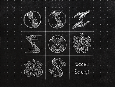 Social Squad Logo abstract brand branding design icon identity illustration logo mark modern s simple sketch typography vector