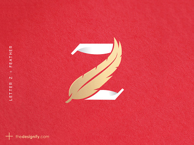 Letter Z Logo brandmark design designer designs elegant feather golden letter lettermark letters logo logos minimal modren monogram red simple soft z