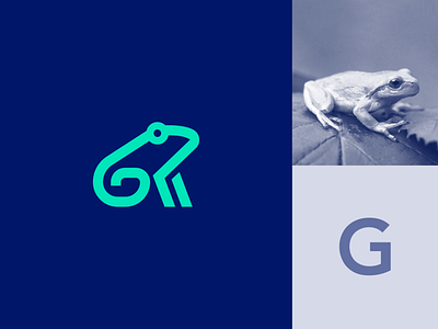 Frog + G abstract animal branding clever flat frog g icon letter line logo mark minimal wild