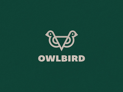 owlbird abstract animal bird branding clever eyes flat icon letter line logo mark minimal owl stroke vision