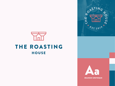 The Roasting House abstract badge branding clever coffee flat house icon identity jome logo mark minimal roaster stroke