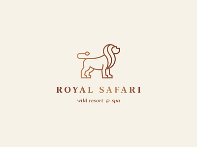 Royal safari abstract animal branding clever elegant flat gradient icon identity king lion logo luxury mark minimal