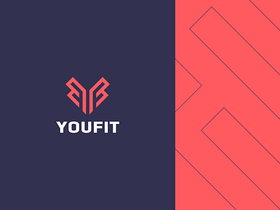 Youfit abstract branding clever f fitness flat gym health icon logo mark minimal monogram pattern sport stroke y
