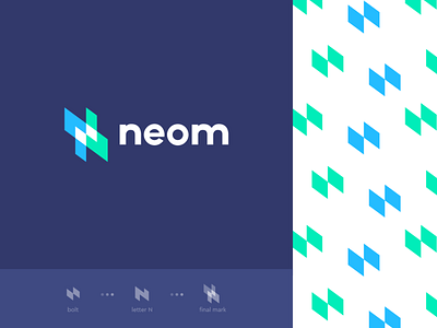 neom abstract bolt branding clever flat icon idea identity letter logo mark minimal n pattern spark techno