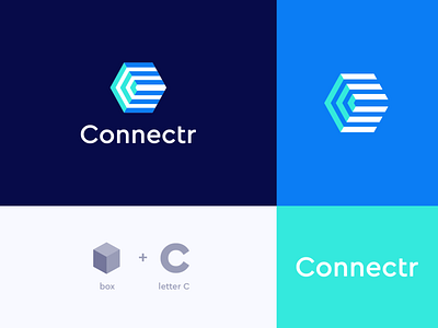 Connectr abstract box branding c clever flat icon identity letter logo mark minimal technology