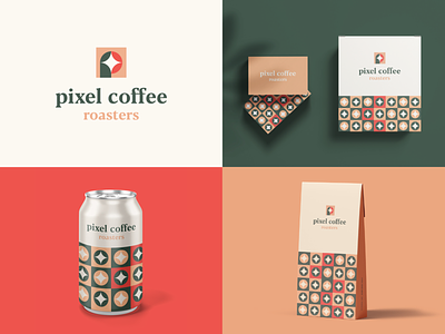 Pixel Coffee Roasters - Branding abstract branding clever coffee drink flat icon identity letter logo mark minimal package pattern pixel roaster typeface
