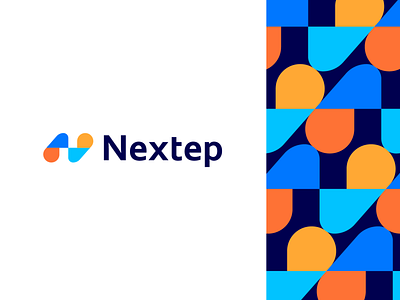 Nextep abstract branding clever flat geometry icon identity letter logo mark minimal n pattern step technology