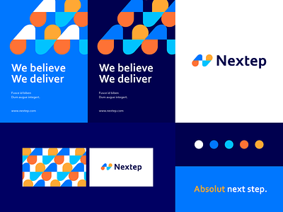 Nextep - identity system abstract branding clean clever flat geometry icon identity letter logo mark minimal n next pattern step typface