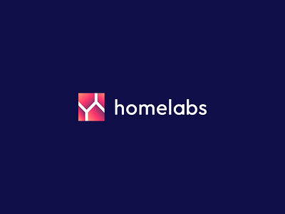 Homelabs abstract branding clever data flat gradient home icon identity lab line logo mark minimal tech