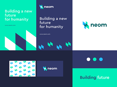 Neom - identity system abstract bolt branding clever flat icon identity letter logo mark minimal pattern spark