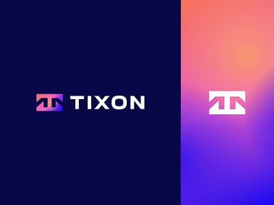 Tixon abstract branding clever flat geometry gradient icon identity letter logo mark minimal negativespace technology typeface