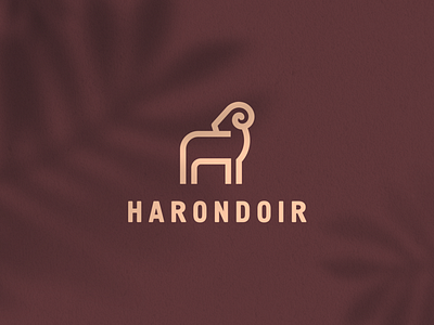 Harondoir abstract animal branding clever elegant gradient identity line logo luxury mark minimal ram stroke wild