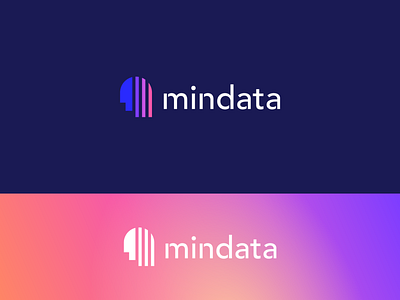 mindata abstract ai animal artificial intelligence branding clever data flat gradient icon identity letter logo mark mind minimal technology