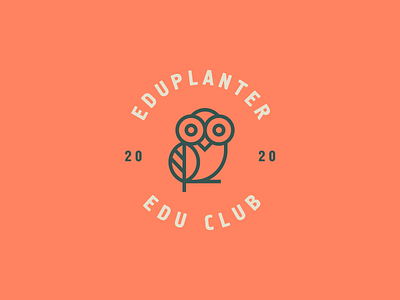 Eduplanter abstract animal badge bird branding clever flat icon identity line logo mark minimal owl plant stroke