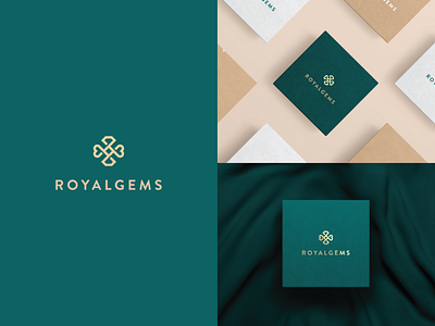 Royalgems - Visual identity abstract branding clever elegant flat gradient heart icon jewelry line logo luxury mark minimal packging stroke