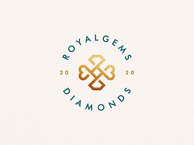 Royalgems diamonds abstract branding care clever diamond elegant fashion flat gems gold gradient heart icon identity logo love luxury mark minimal stone